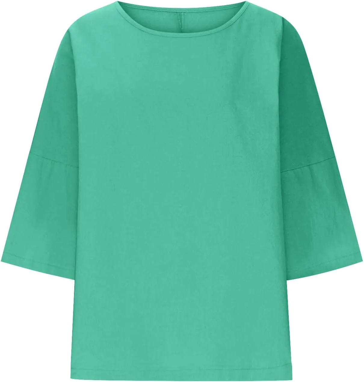 Linen Shirts for Women 3/4 Sleeve Boat Neck Tunic Tops Casual Loose Solid Color T-Shirts Summer Blouses 2025