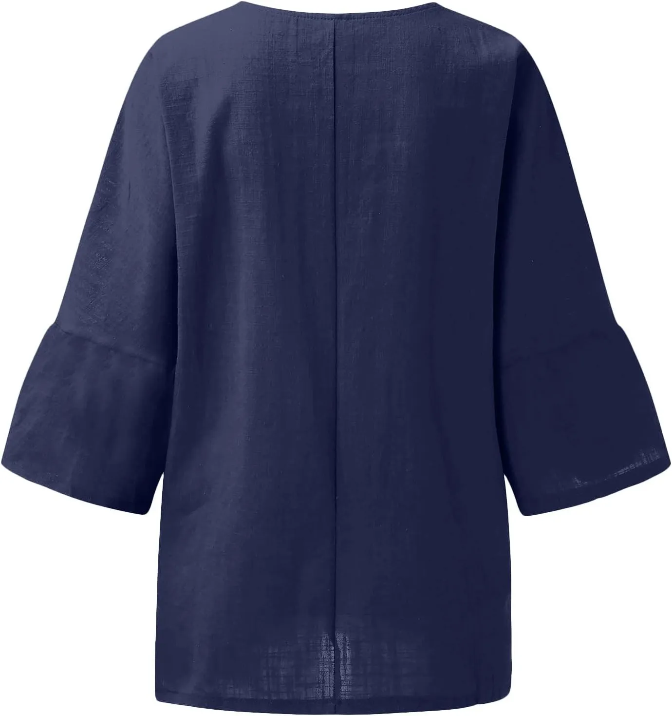 Linen Shirts for Women Dressy Casual 3/4 Sleeve Cotton Linen Tshirt Plus Size Tops Trendy Tunic Cute Tees Comfy Flowy Blouses