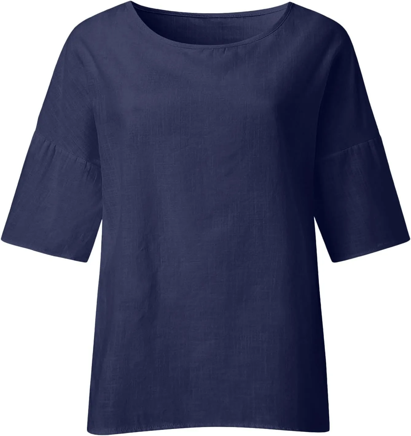 Linen Shirts for Women Dressy Casual 3/4 Sleeve Cotton Linen Tshirt Plus Size Tops Trendy Tunic Cute Tees Comfy Flowy Blouses