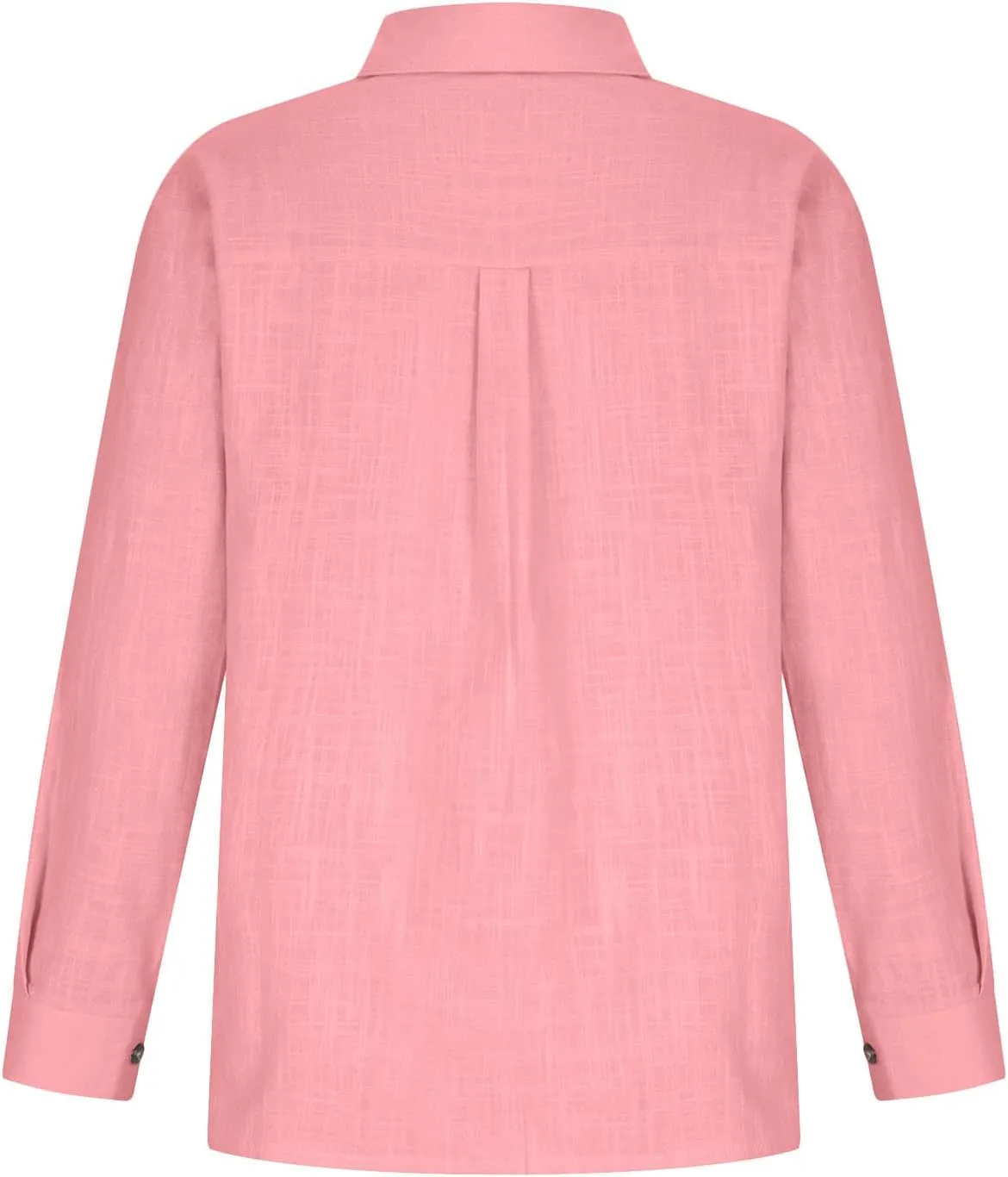 Linen Shirts for Women Long Sleeve Button Down T Shirts Dressy Casual Tops Solid Casual Work Blouses with Pocket
