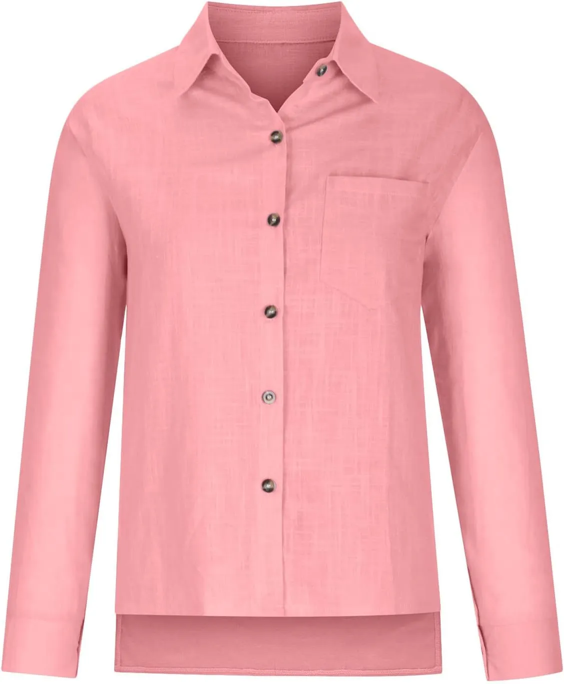 Linen Shirts for Women Long Sleeve Button Down T Shirts Dressy Casual Tops Solid Casual Work Blouses with Pocket