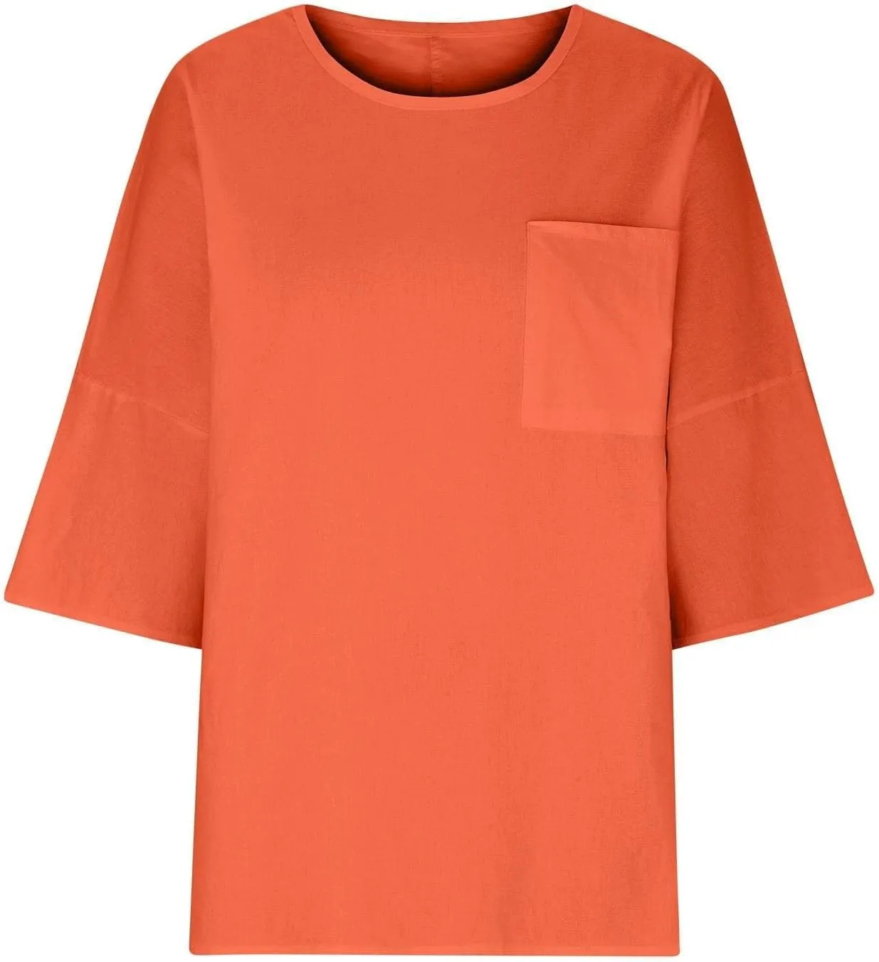 Linen Shirts for Women Oversized Casual 3/4 Length Sleeve Tops 2025 Dressy Summer Vacation Crew Neck Tees Outfits
