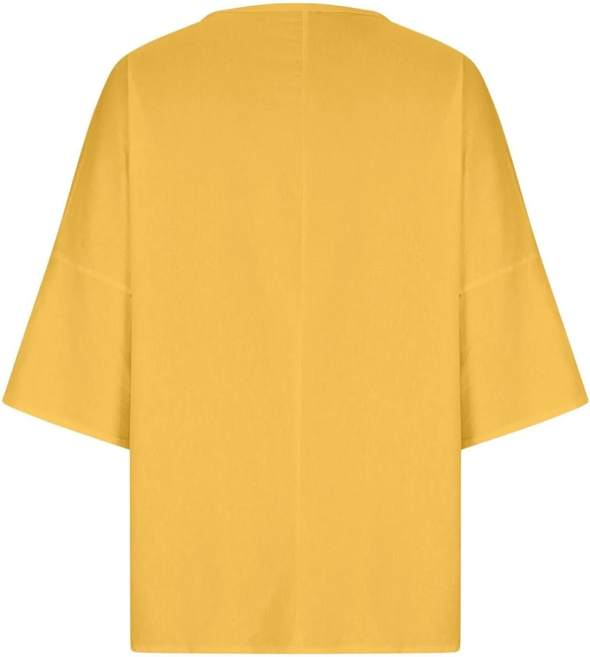 Linen Shirts for Women Oversized Casual 3/4 Length Sleeve Tops 2025 Dressy Summer Vacation Crew Neck Tees Outfits