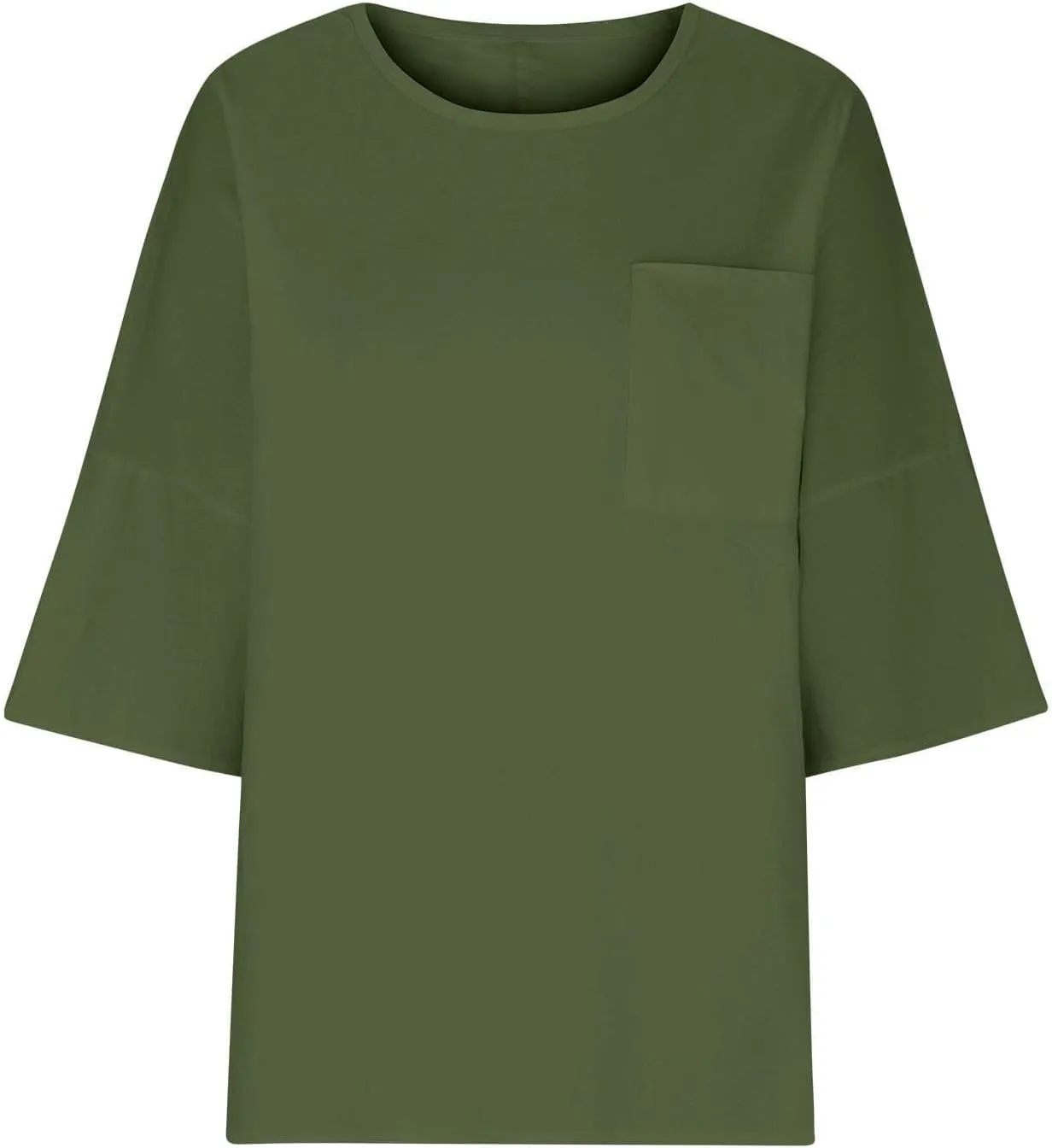 Linen Shirts for Women Oversized Casual 3/4 Length Sleeve Tops 2025 Dressy Summer Vacation Crew Neck Tees Outfits