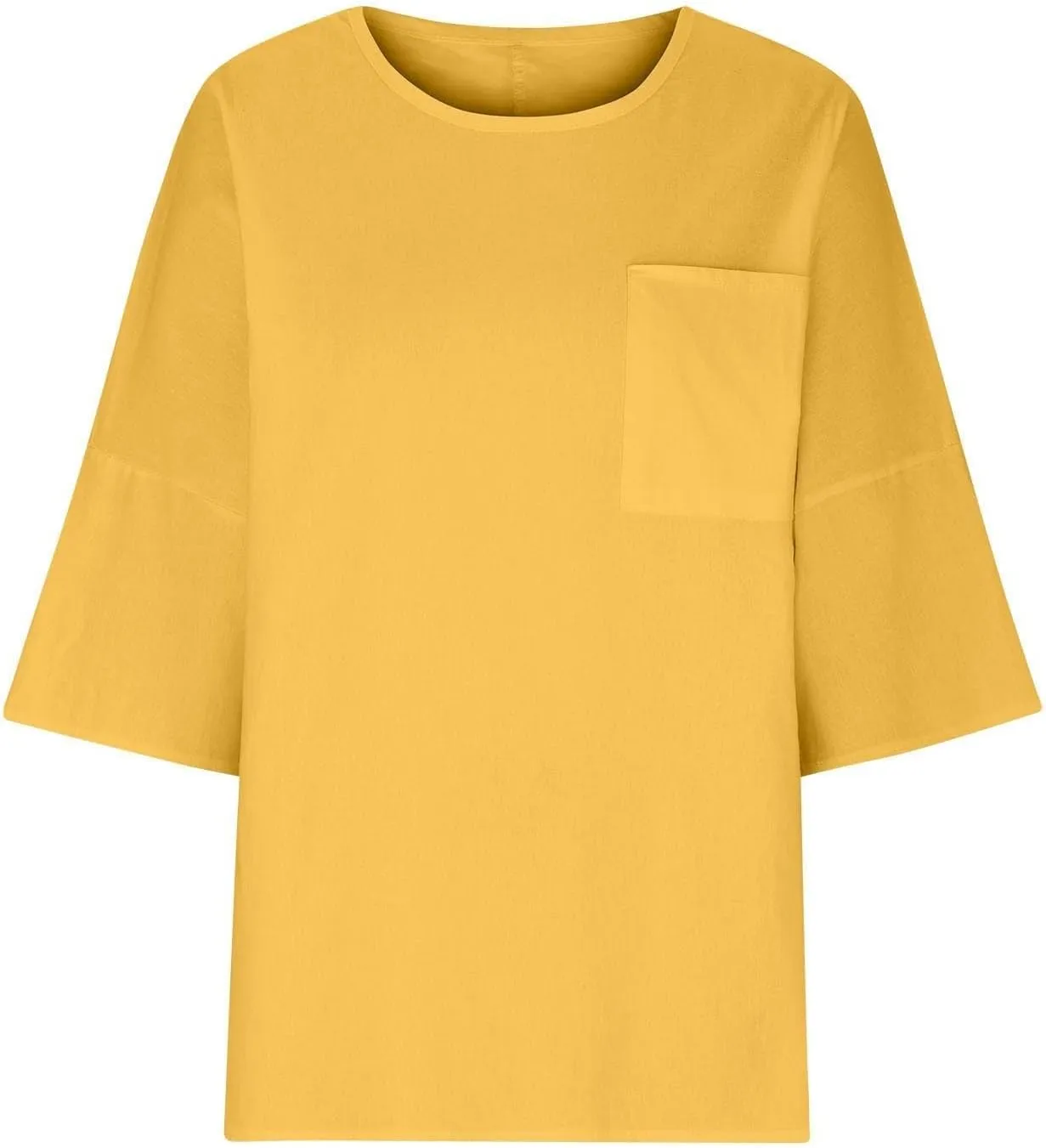 Linen Shirts for Women Oversized Casual 3/4 Length Sleeve Tops 2025 Dressy Summer Vacation Crew Neck Tees Outfits