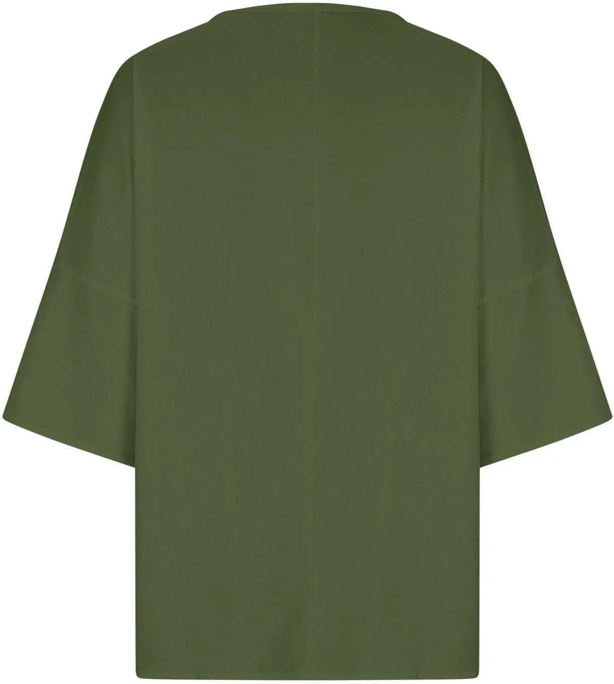 Linen Shirts for Women Oversized Casual 3/4 Length Sleeve Tops 2025 Dressy Summer Vacation Crew Neck Tees Outfits