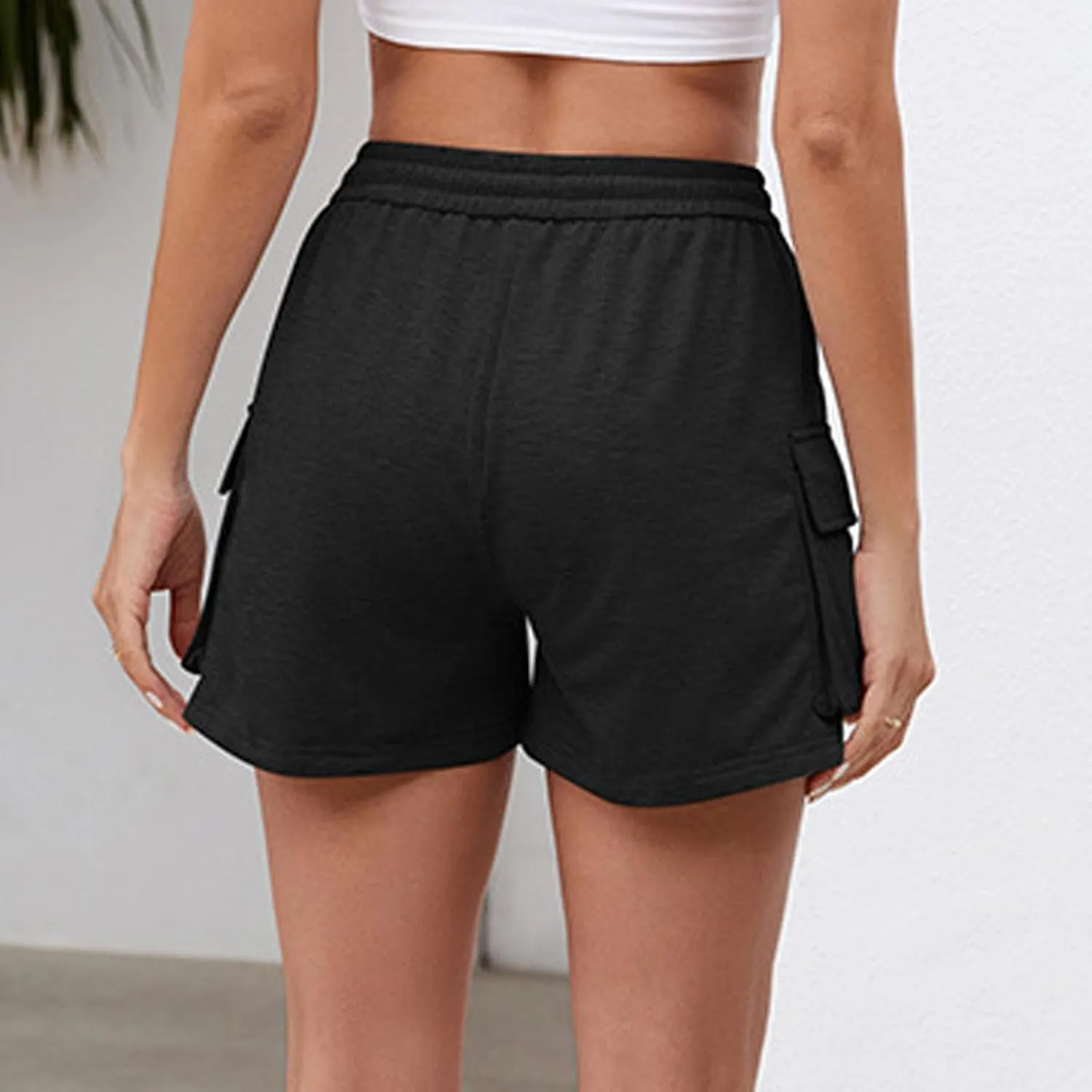 Linen Shorts for Women Elastic High Waisted Outdoor Hiking Pants Breathable Wide Leg Beach Vacation Outfits
