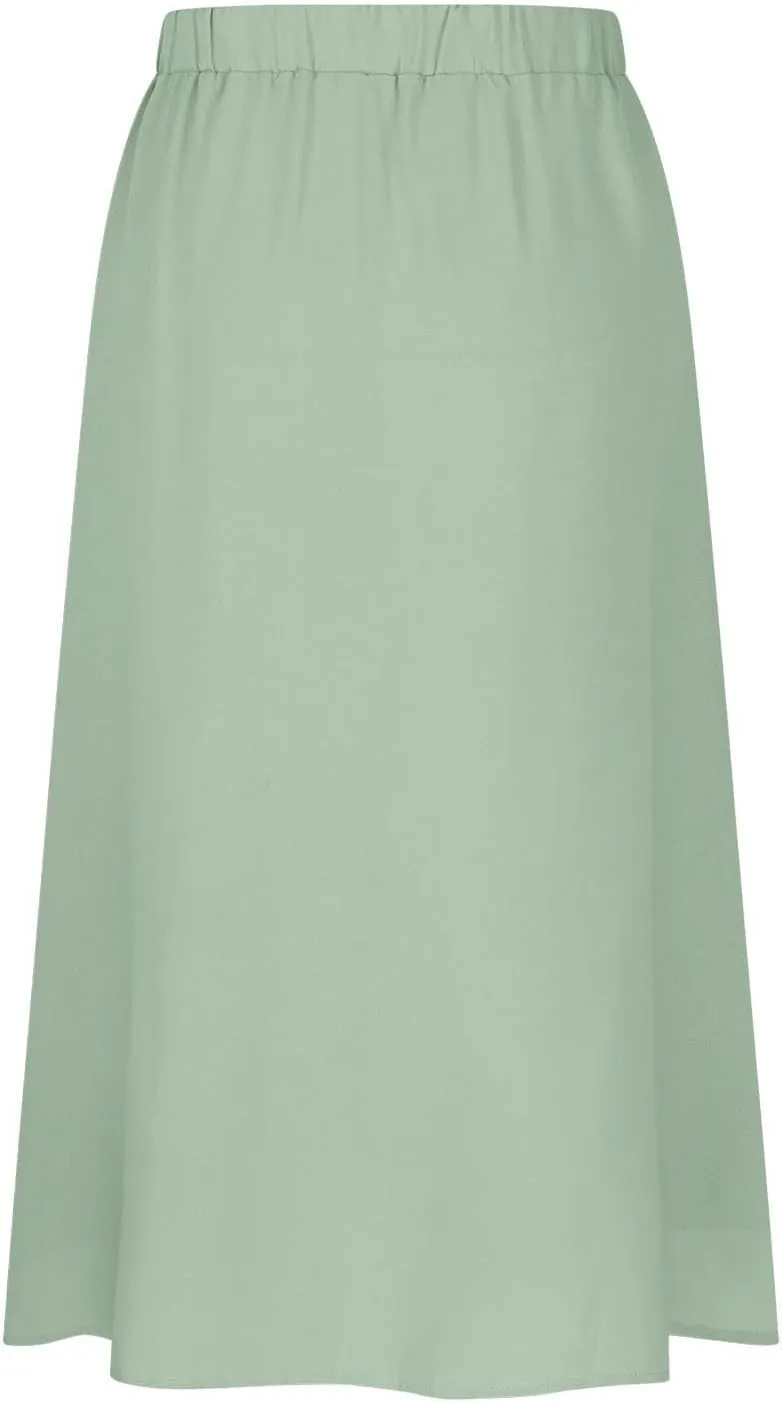 Long Skirts for Women Button Down Elastic High Waist A Line Casual Flowy Tiered Skirt Summer Beach Vacation Skirts