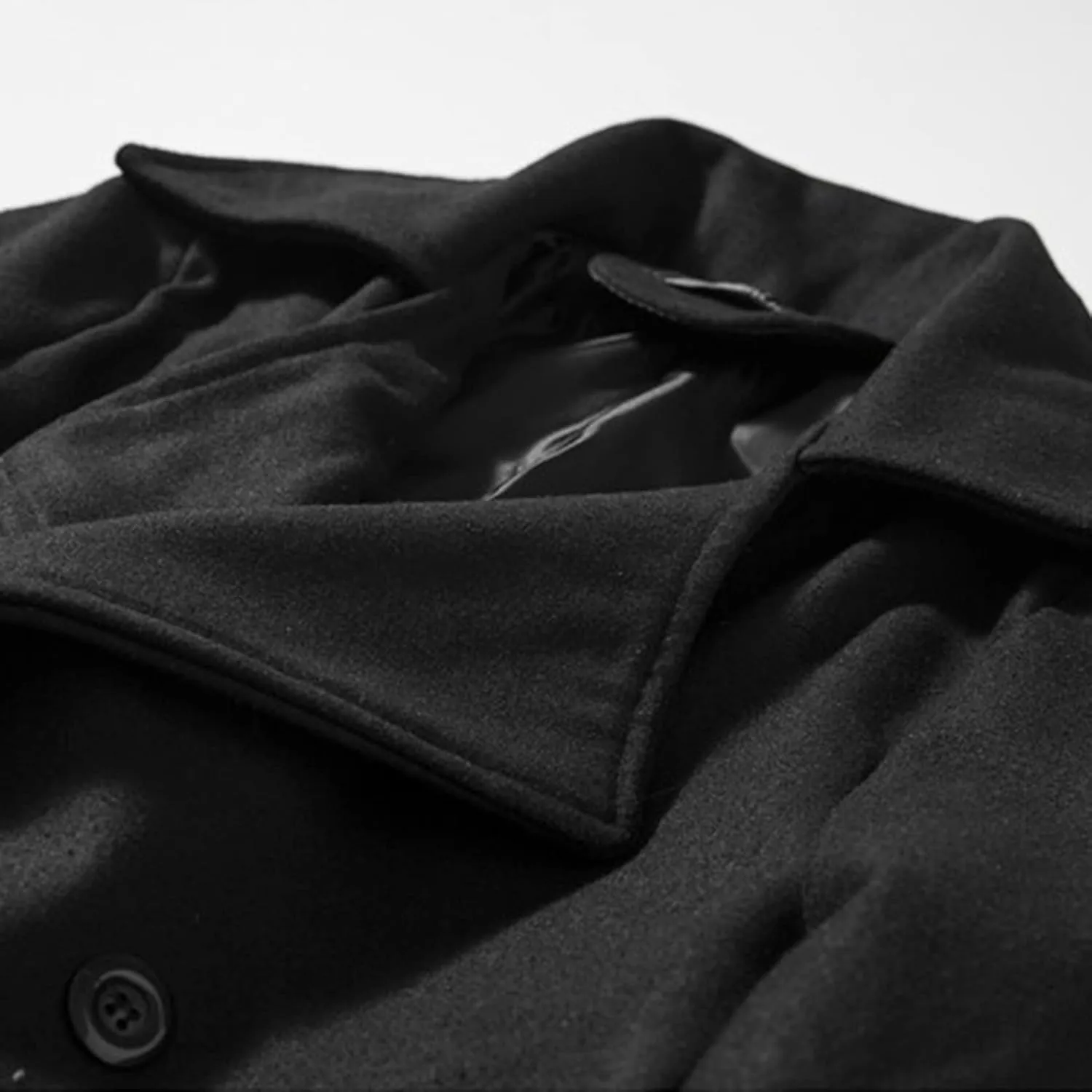 Lu's Chic Men's Long Sleeve Tops Double Breasted Slim Fit Pea Coat Jacket Fashion Outerwear