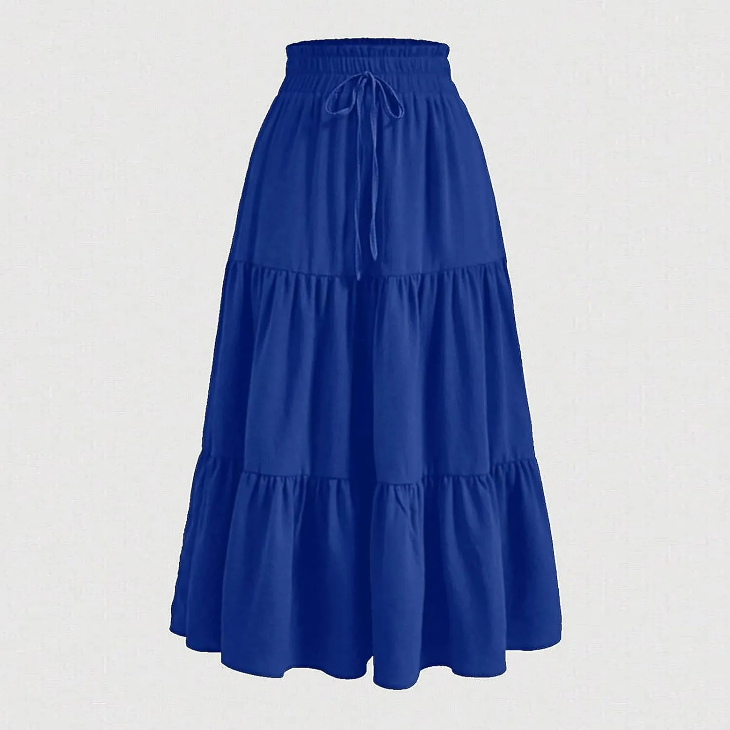 Maxi Skirts for Women 2025 Summer Boho Elastic Waist Skirts Drawstring Plus Size Trendy Casual Loose Long Skirt Dress
