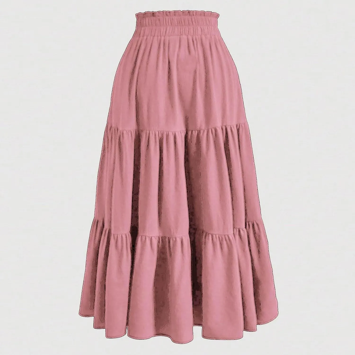 Maxi Skirts for Women 2025 Summer Boho Elastic Waist Skirts Drawstring Plus Size Trendy Casual Loose Long Skirt Dress