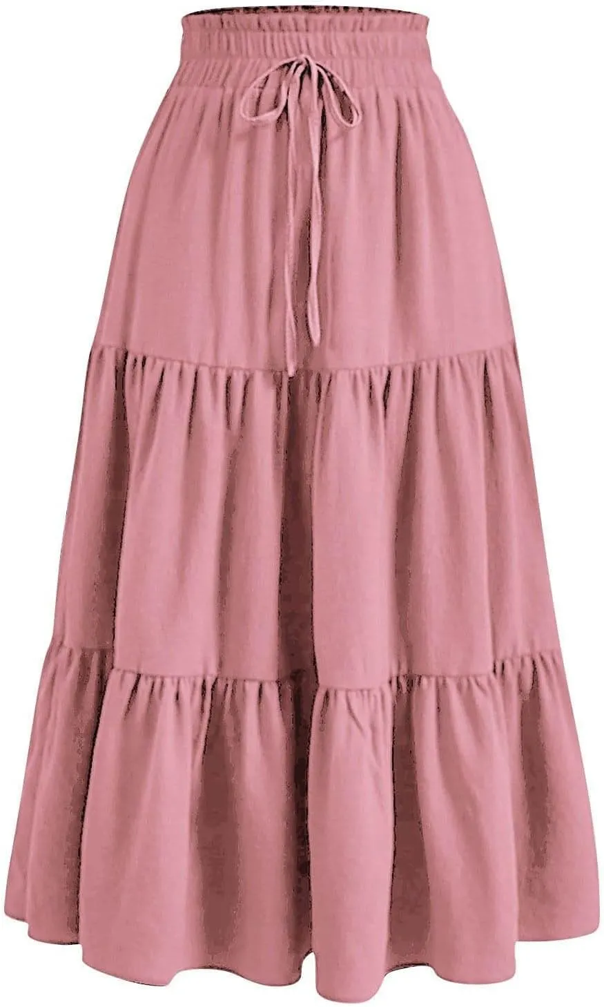 Maxi Skirts for Women 2025 Summer Boho Elastic Waist Skirts Drawstring Plus Size Trendy Casual Loose Long Skirt Dress