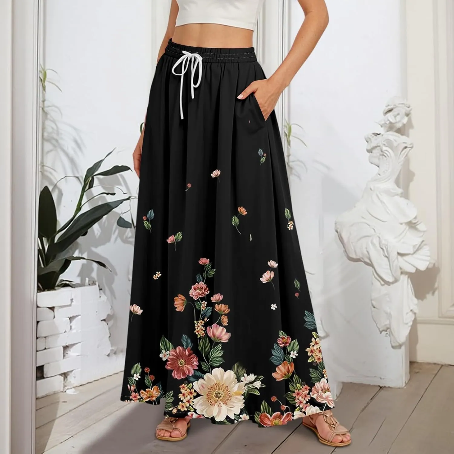 Maxi Women's Skirts, Summer Casual Elegantes Beach Vacation Womens Skirts