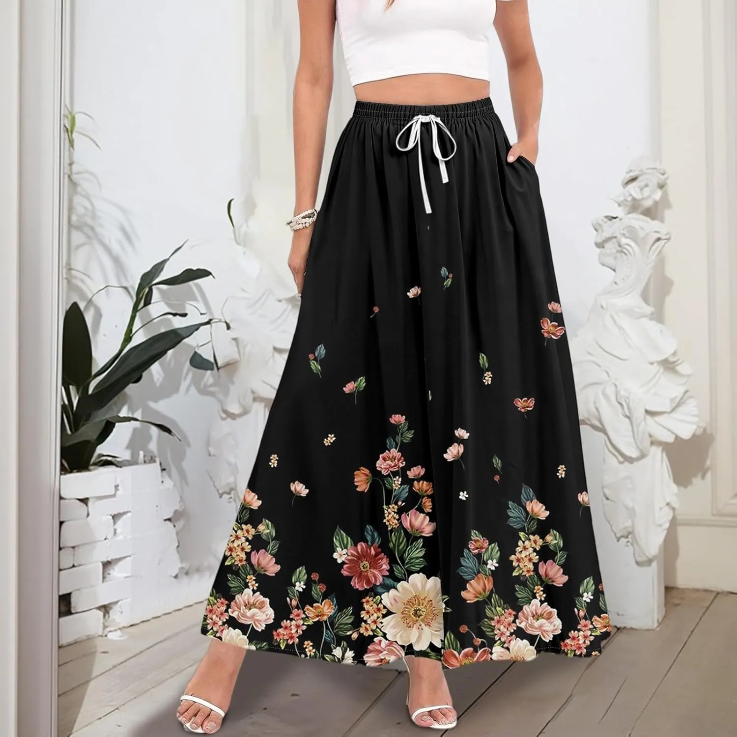 Maxi Women's Skirts, Summer Casual Elegantes Beach Vacation Womens Skirts