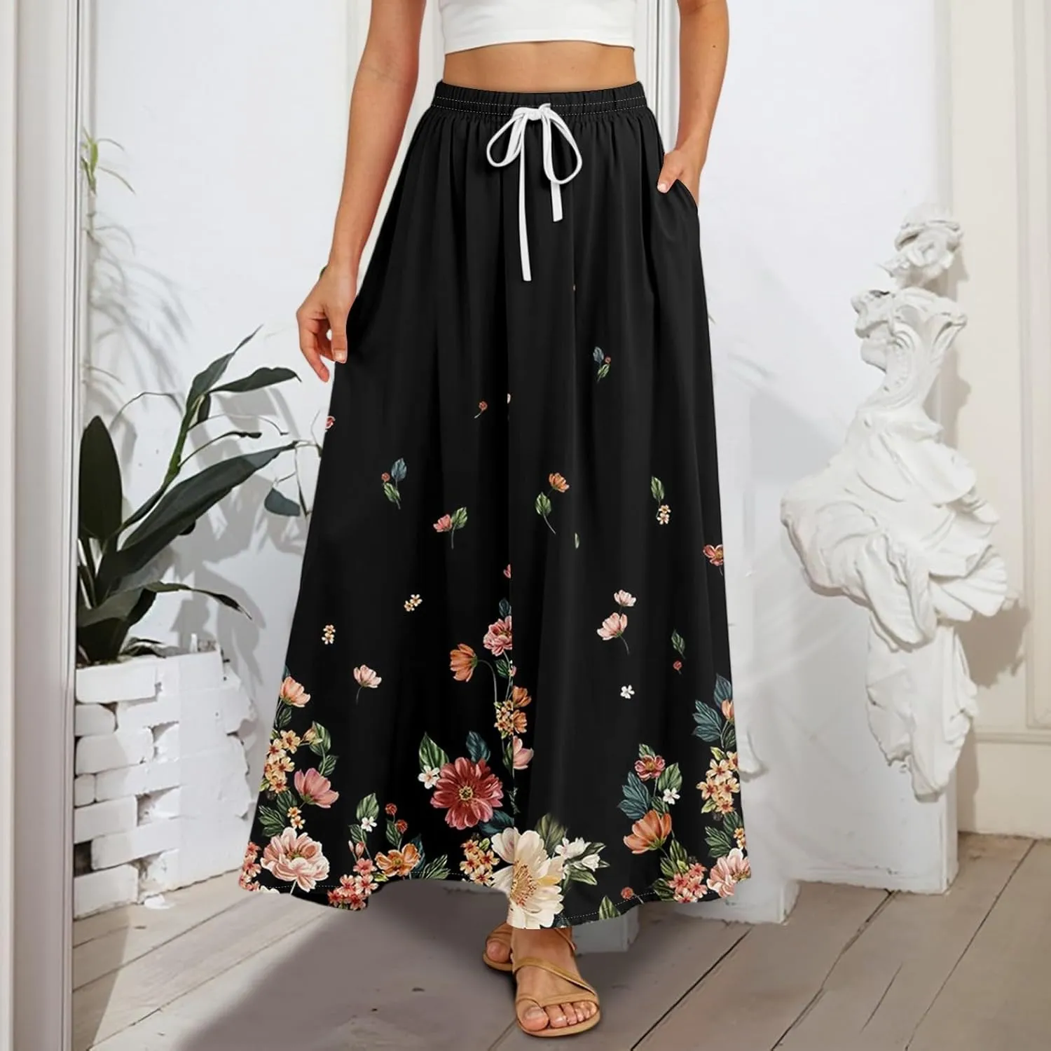 Maxi Women's Skirts, Summer Casual Elegantes Beach Vacation Womens Skirts
