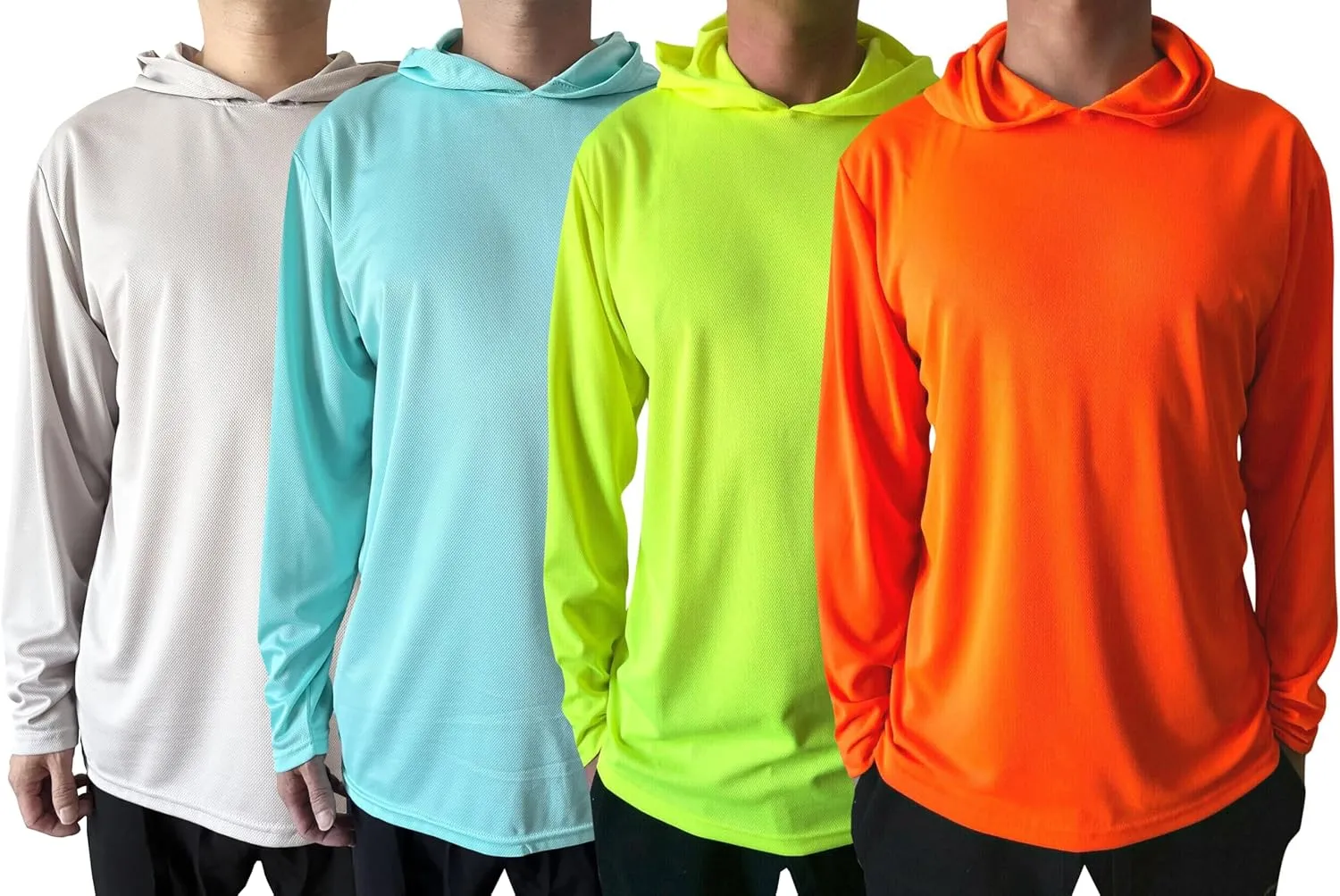 Men UPF 50  Sun Protection Breathable Fishing Hiking Long Sleeve Workout T-Shirts with Hood