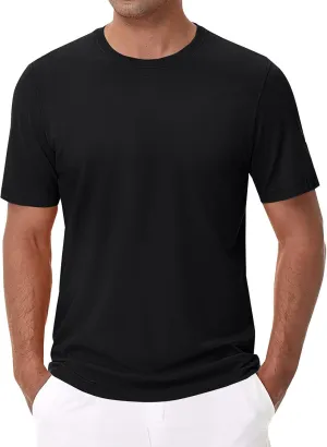 Men's Cotton T-Shirts Regular Fit Short Sleeve Crewneck Tops Basic Casual Solid Breathable Workout Daily Tees Clothes