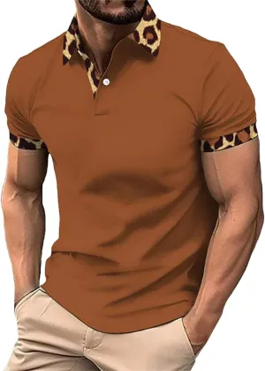 Men's Knit Polo Shirts Collar Solid Color Button Short Sleeve Top Fashion Leisure Outdoor Shirt Mens Black Tshirt