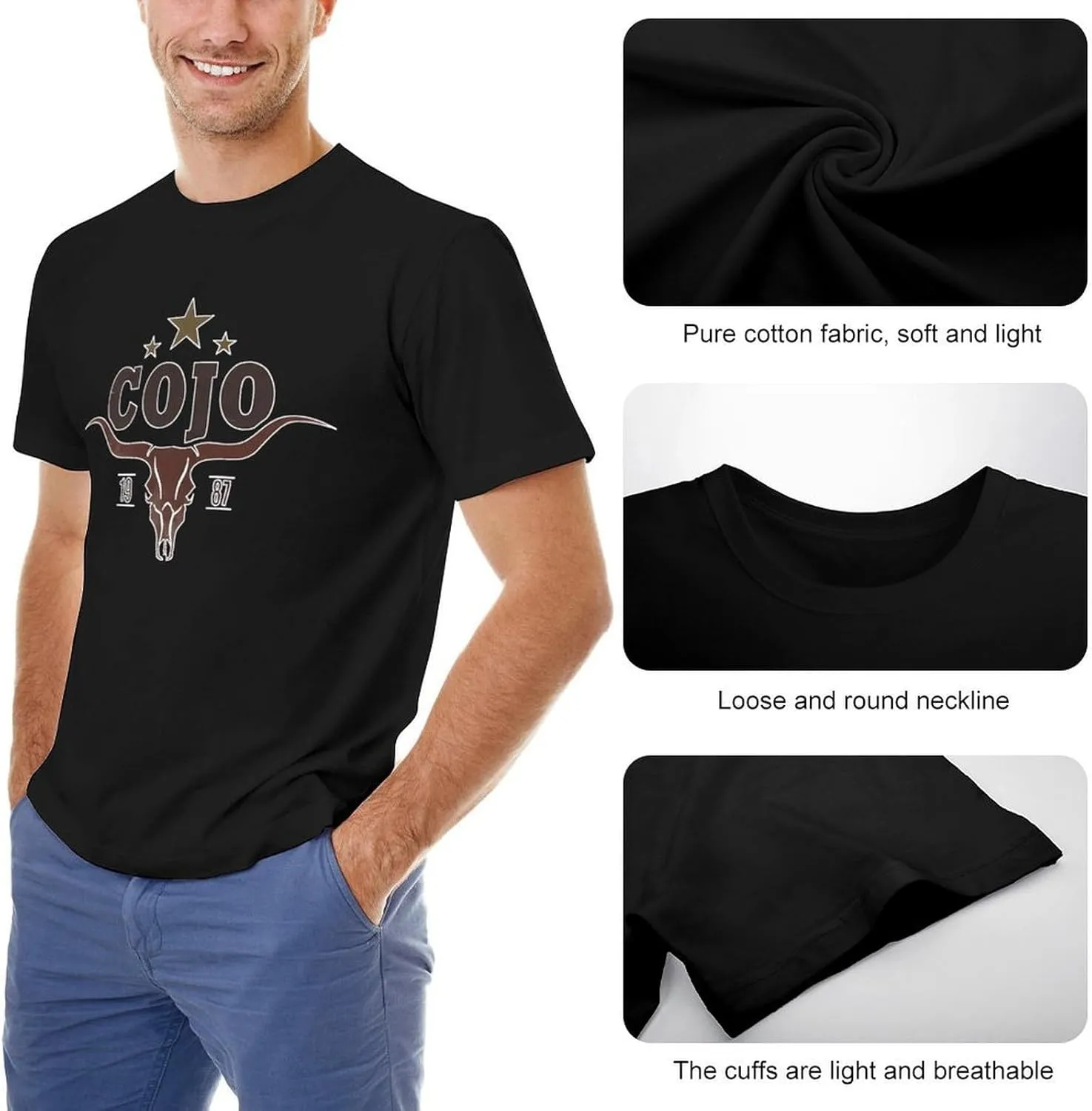 Men's Lightweight Cotton T-Shirts Comfortable Shirt Trendy Casual Crew Neck Tees