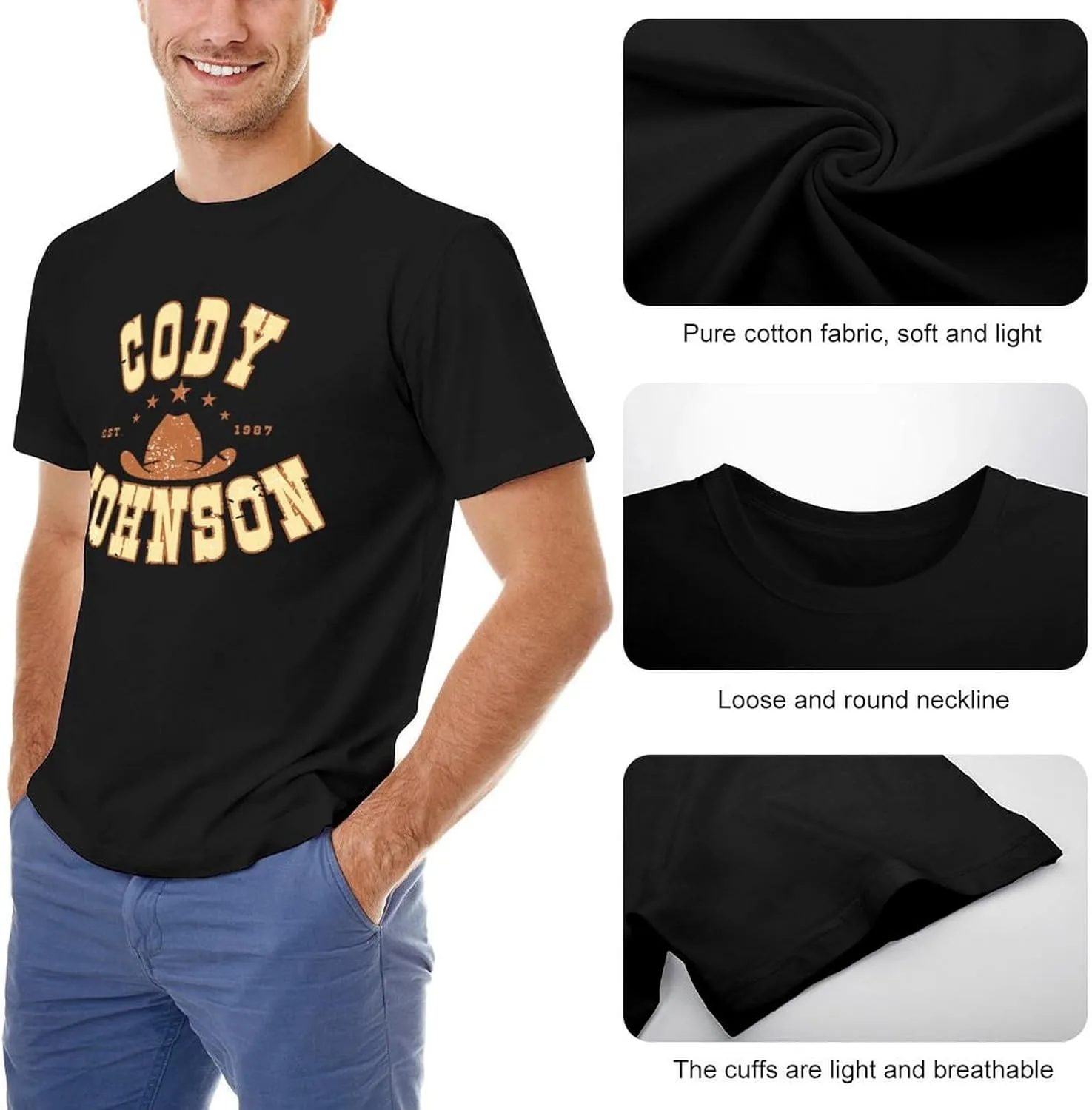 Men's Lightweight Cotton T-Shirts Comfortable Shirt Trendy Casual Crew Neck Tees