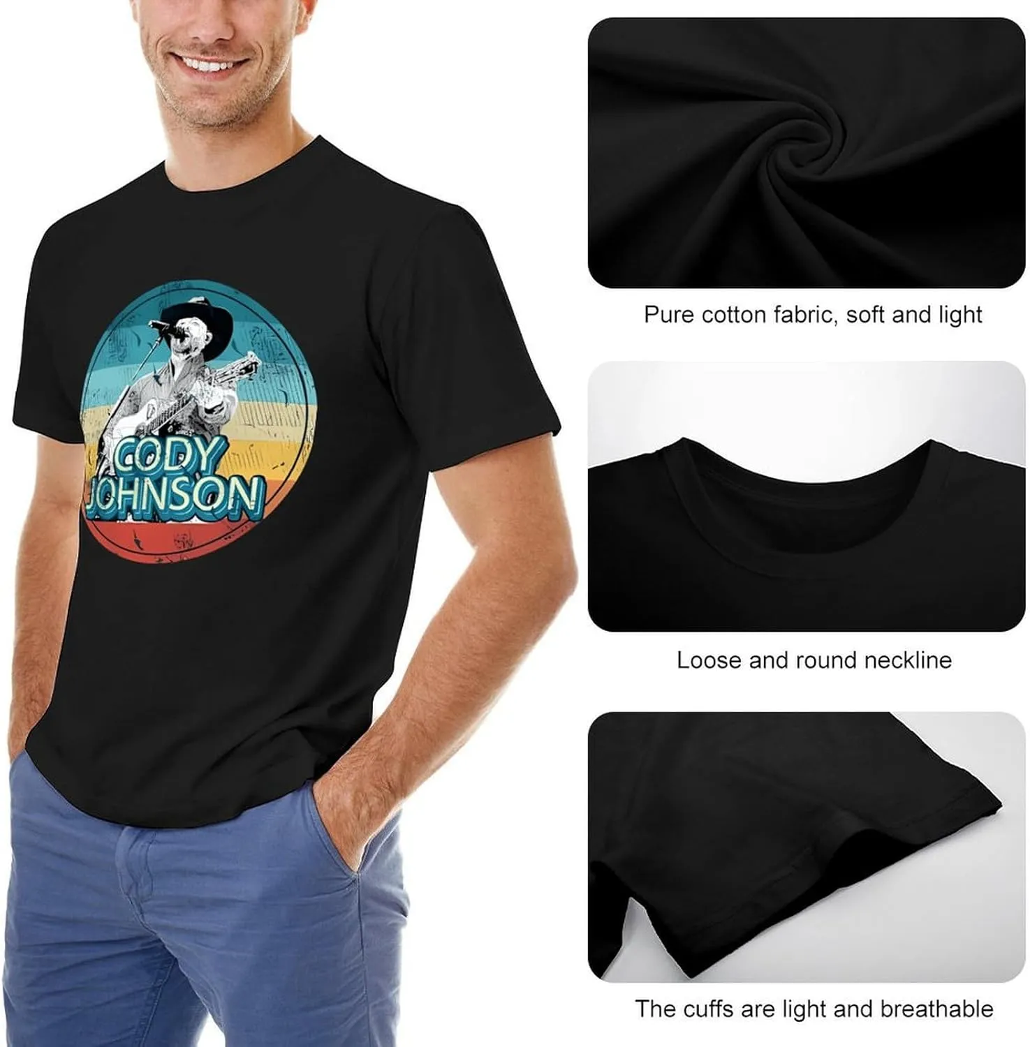 Men's Lightweight Cotton T-Shirts Comfortable Shirt Trendy Casual Crew Neck Tees