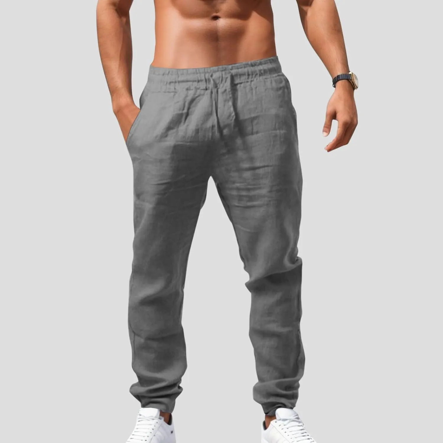 Men's Lightweight Jogging Pant Cargo Work Joggers Sports Casual Sweatpant Elastic Waist Sweat Pants