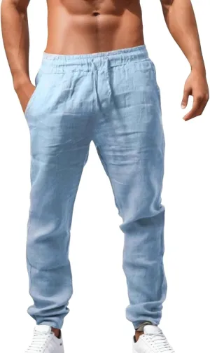 Men's Lightweight Jogging Pant Cargo Work Joggers Sports Casual Sweatpant Elastic Waist Sweat Pants