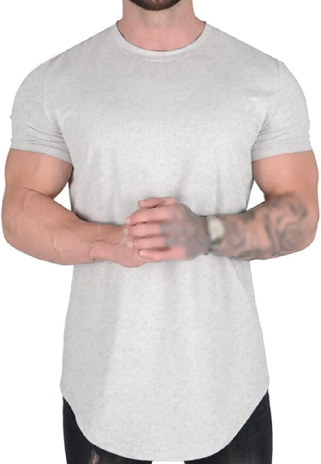 Mens Muscle Gym Workout T-Shirts Summer Short Sleeve Cotton Tees Casual Lightweight Athletic Pullover Tops