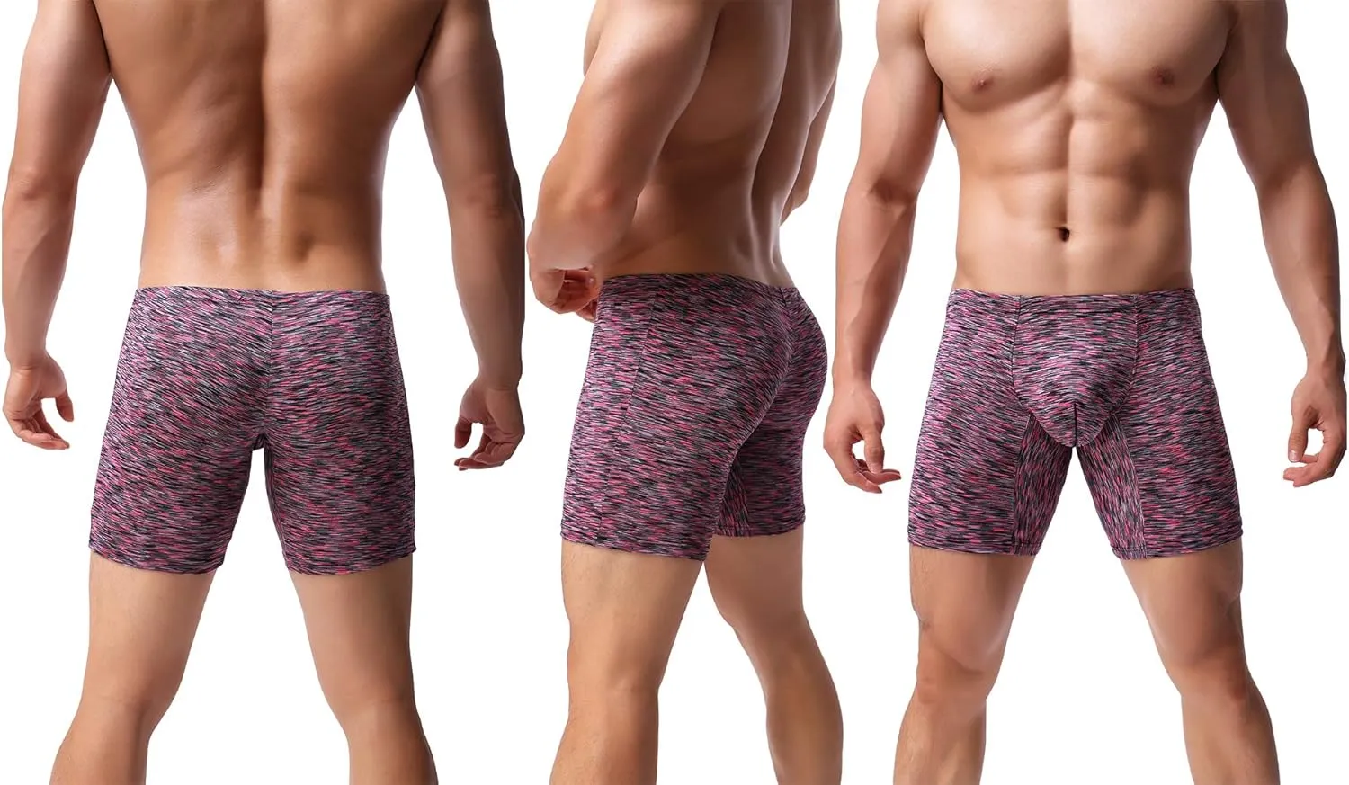 Men's No Ride Up Boxer Briefs Long Leg Underwear Low Rise Trunks with Pouch…