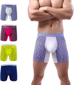 Men's No Ride Up Boxer Briefs Long Leg Underwear Low Rise Trunks with Pouch…