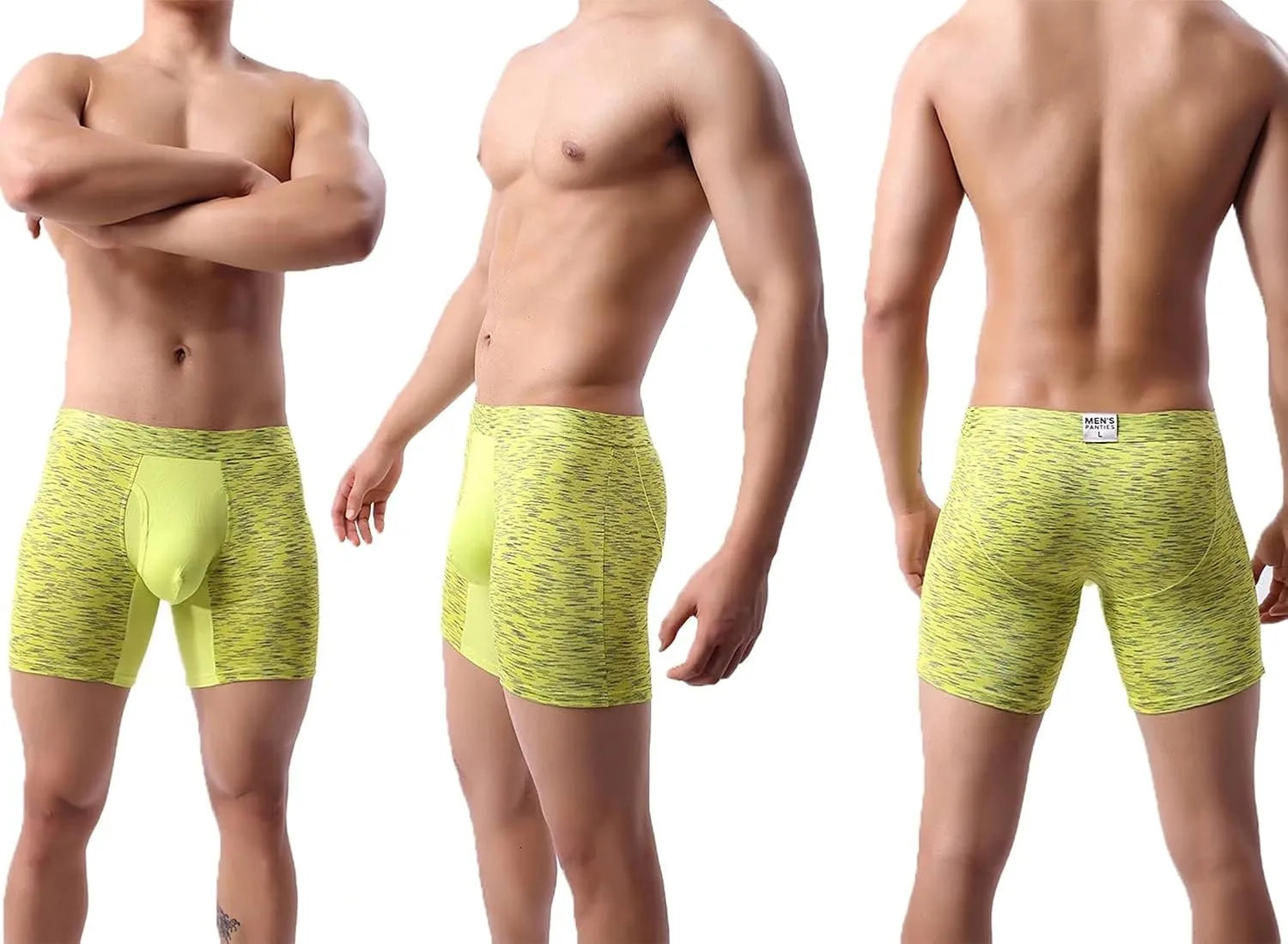 Men's No Ride Up Boxer Briefs Long Leg Underwear Low Rise Trunks with Pouch…