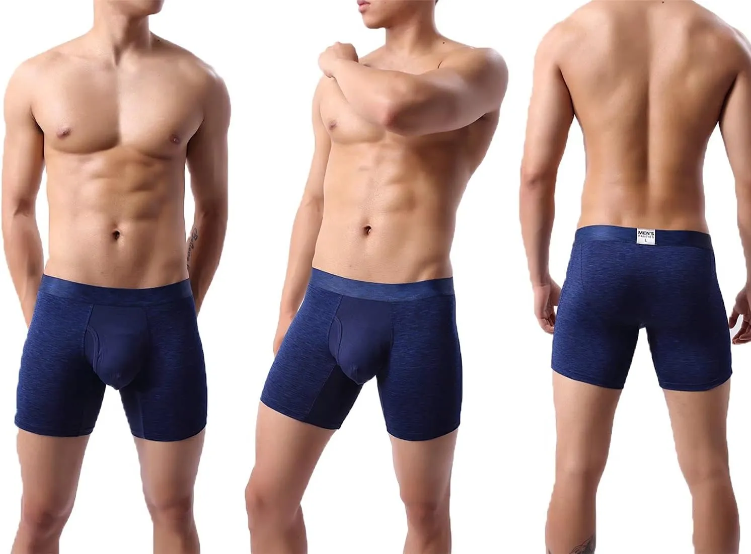 Men's No Ride Up Boxer Briefs Long Leg Underwear Low Rise Trunks with Pouch…