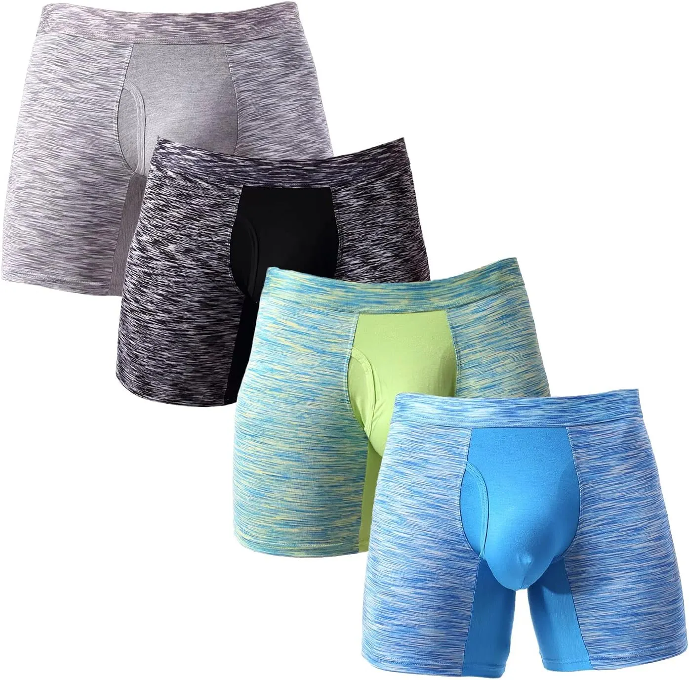 Men's No Ride Up Boxer Briefs Long Leg Underwear Low Rise Trunks with Pouch…