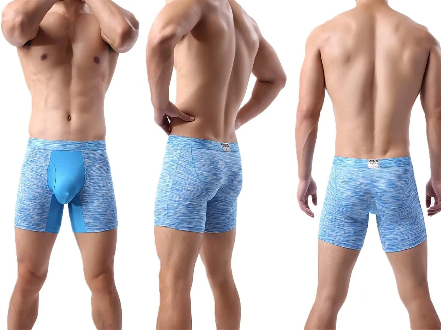 Men's No Ride Up Boxer Briefs Long Leg Underwear Low Rise Trunks with Pouch…