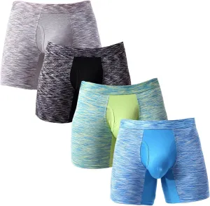 Men's No Ride Up Boxer Briefs Long Leg Underwear Low Rise Trunks with Pouch…