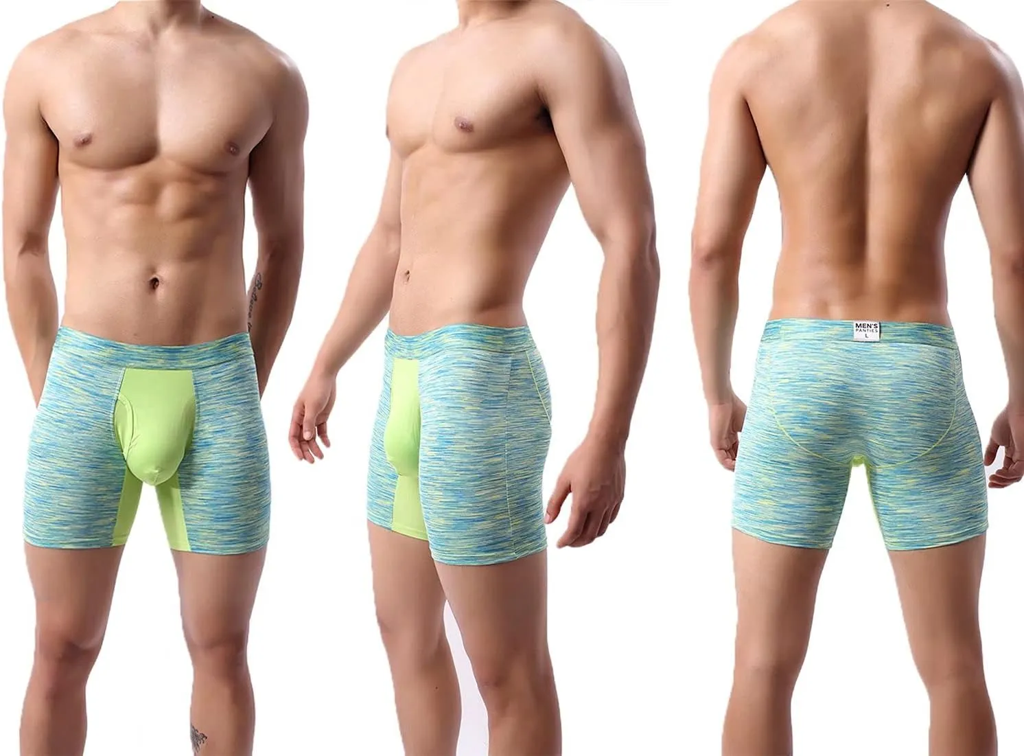 Men's No Ride Up Boxer Briefs Long Leg Underwear Low Rise Trunks with Pouch…