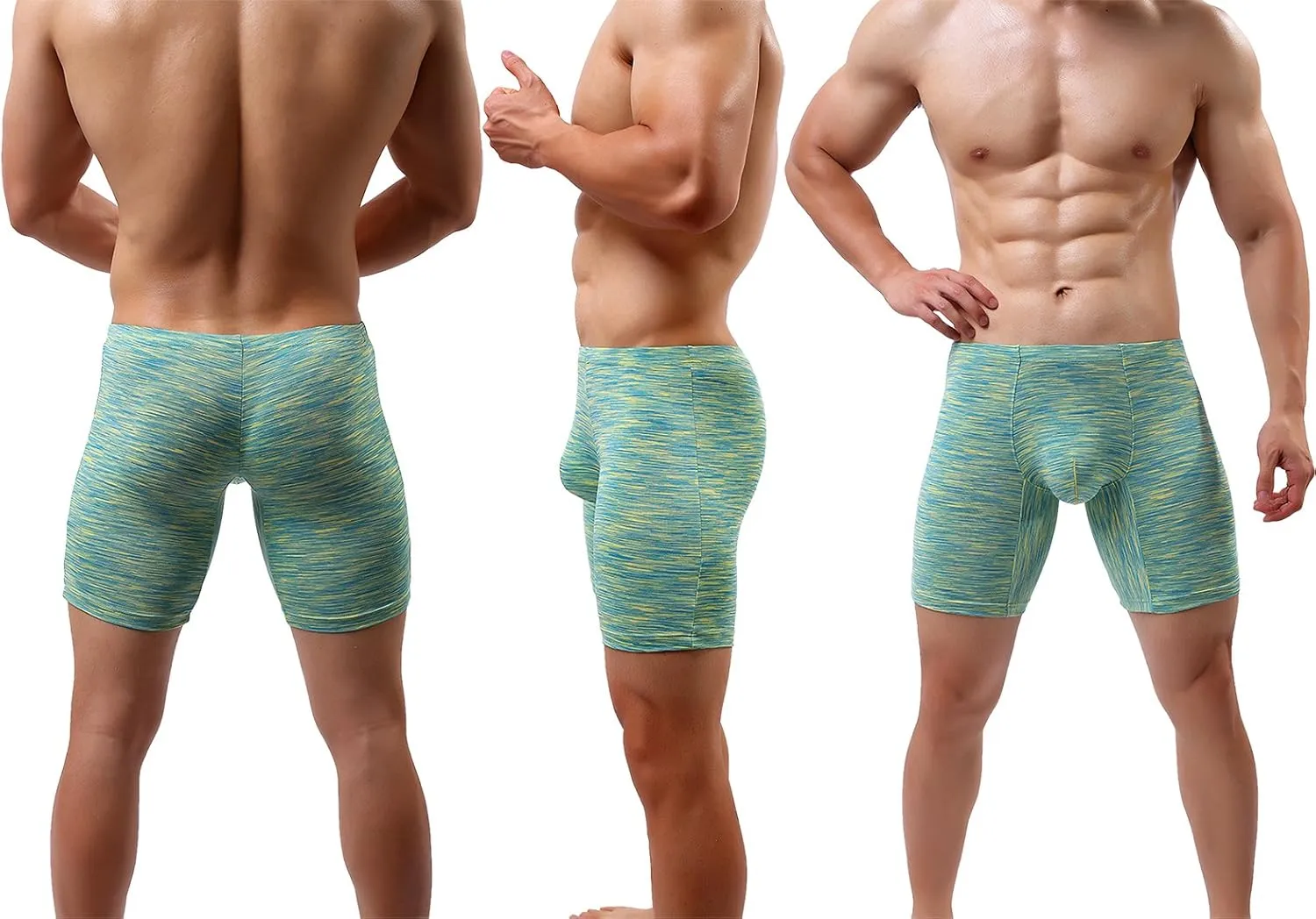 Men's No Ride Up Boxer Briefs Long Leg Underwear Low Rise Trunks with Pouch…