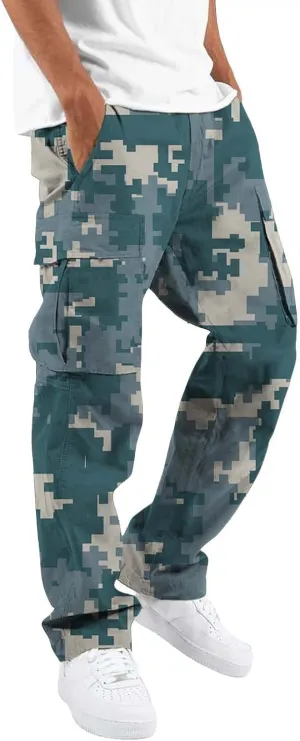 Men's Slim Jogger Pants Mens Casual Waist Color Sports Hat Multi Woven Pocket Foot Rope Solid Pants Training Track