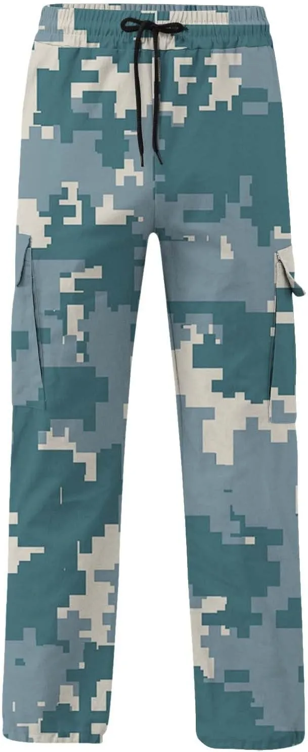 Men's Slim Jogger Pants Mens Casual Waist Color Sports Hat Multi Woven Pocket Foot Rope Solid Pants Training Track