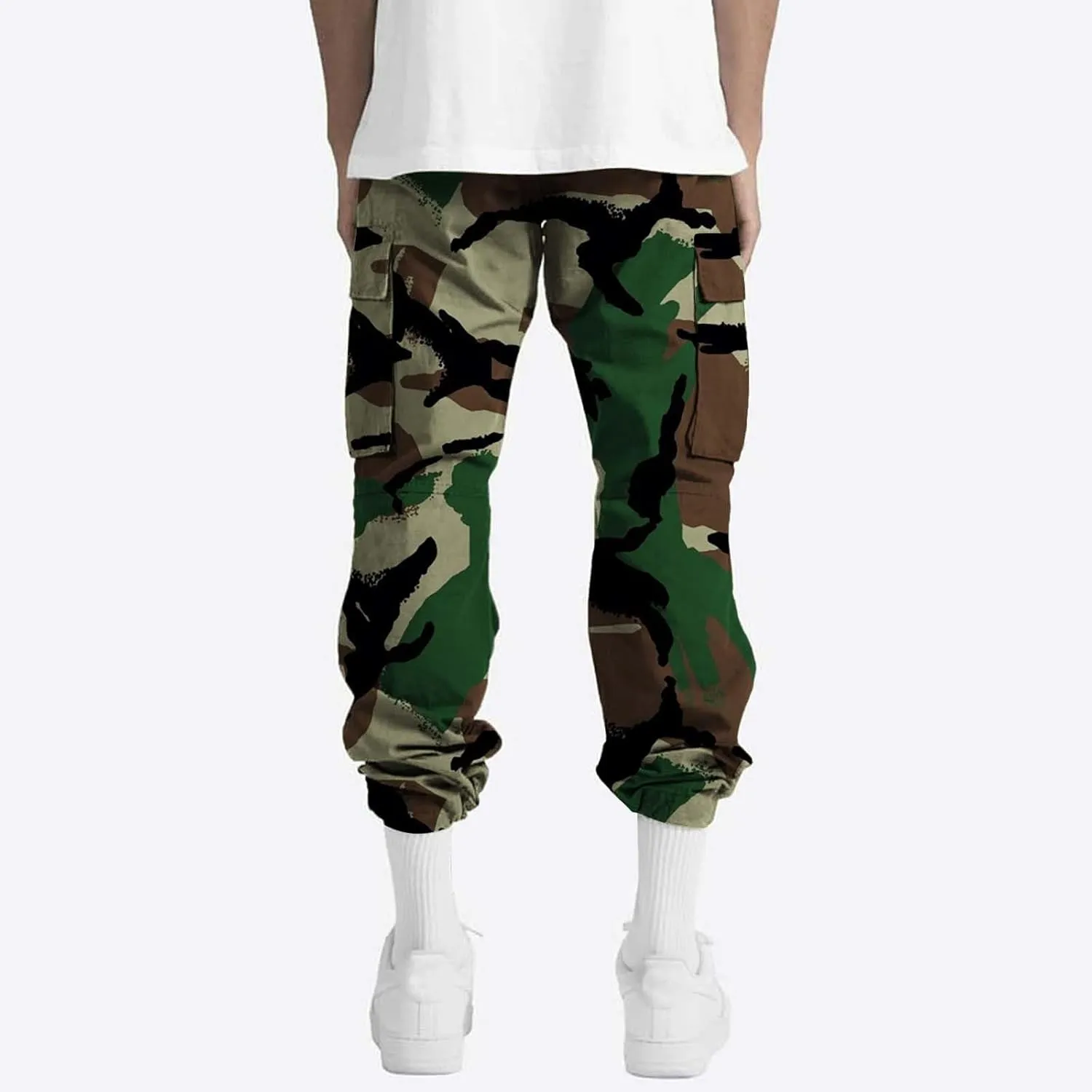 Men's Slim Jogger Pants Mens Casual Waist Color Sports Hat Multi Woven Pocket Foot Rope Solid Pants Training Track