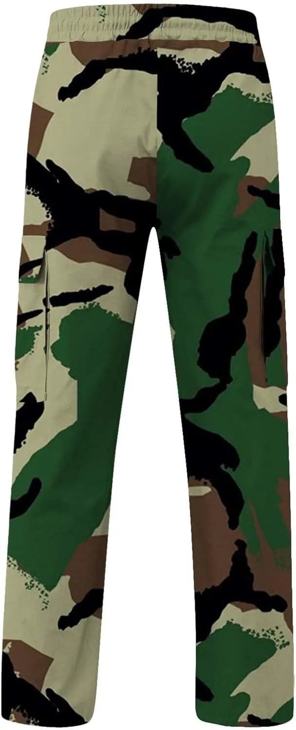 Men's Slim Jogger Pants Mens Casual Waist Color Sports Hat Multi Woven Pocket Foot Rope Solid Pants Training Track