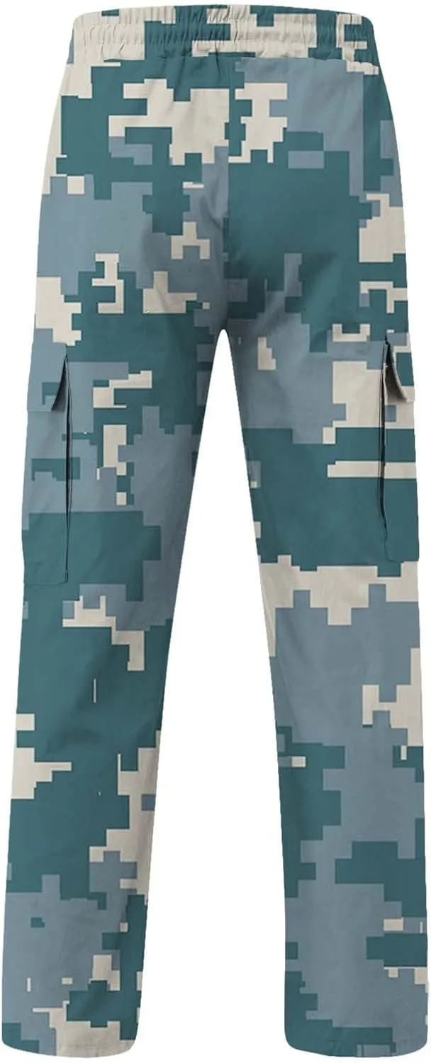 Men's Slim Jogger Pants Mens Casual Waist Color Sports Hat Multi Woven Pocket Foot Rope Solid Pants Training Track