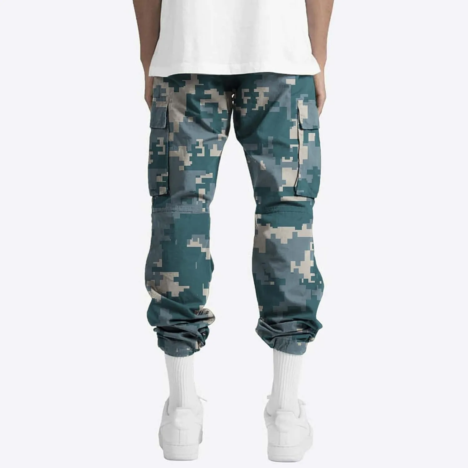 Men's Slim Jogger Pants Mens Casual Waist Color Sports Hat Multi Woven Pocket Foot Rope Solid Pants Training Track