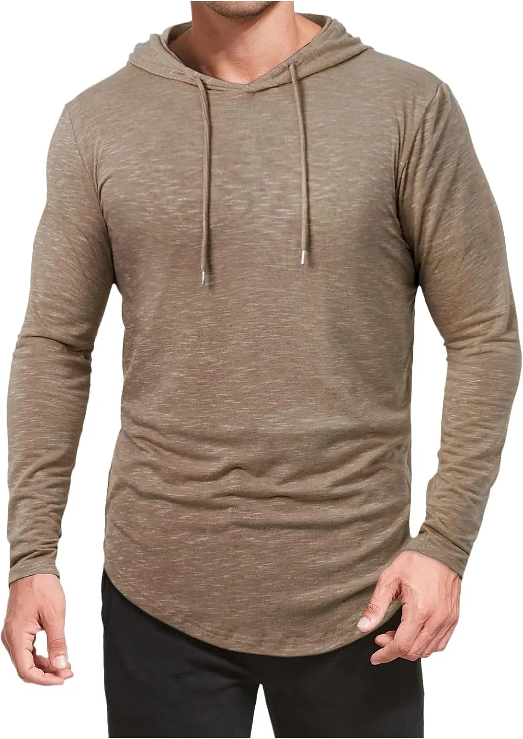 Men's Summer Shirts Long Sleeve Hat Elastic Rope Blouse Solid Color Comfy Leisure Style Sport Pants Fresh Trendy Tee