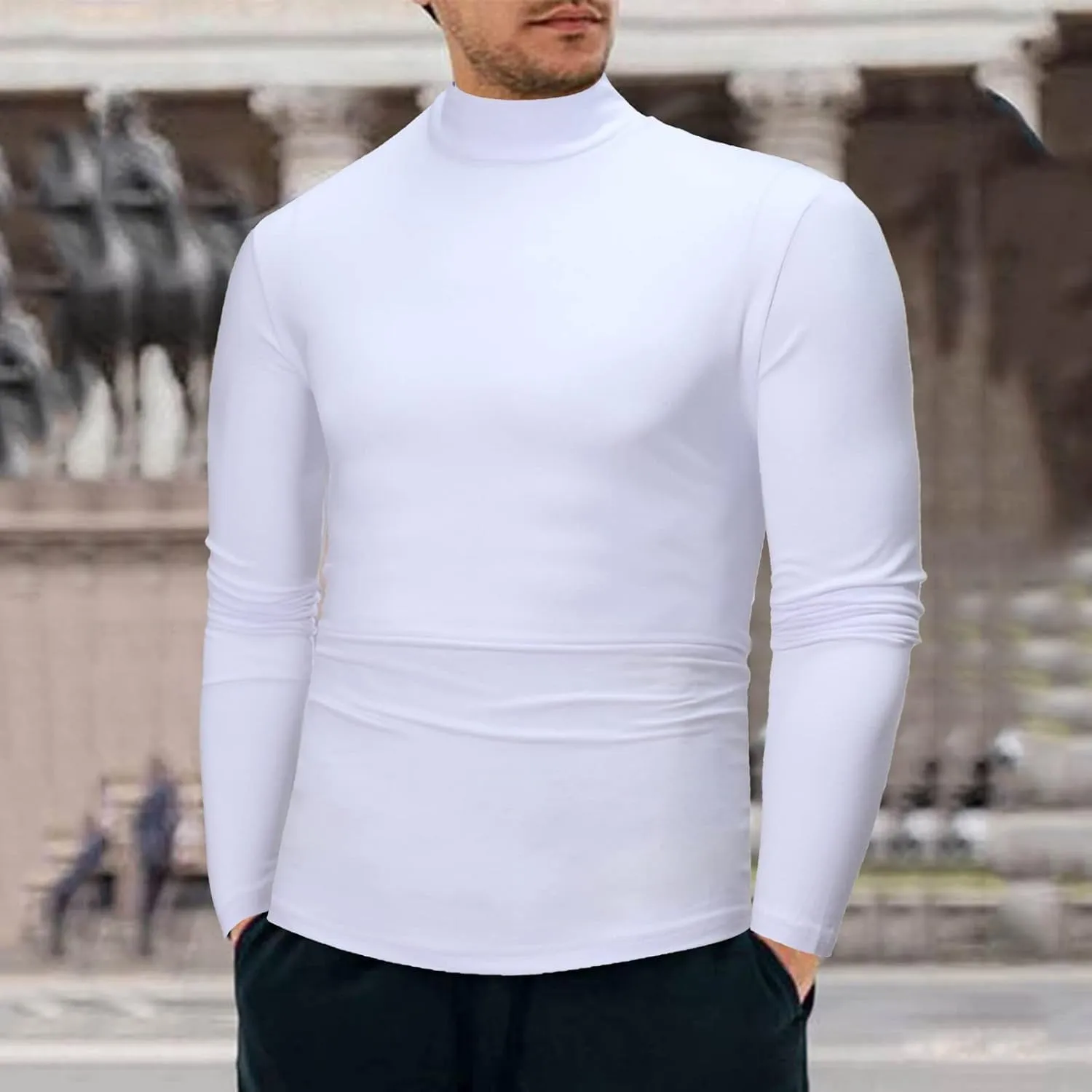 Men's Summer Shirts Long Sleeve High Collar Sexy Comfortable Leisure Style Sport Pants Comfy Fashion Trendy Tee