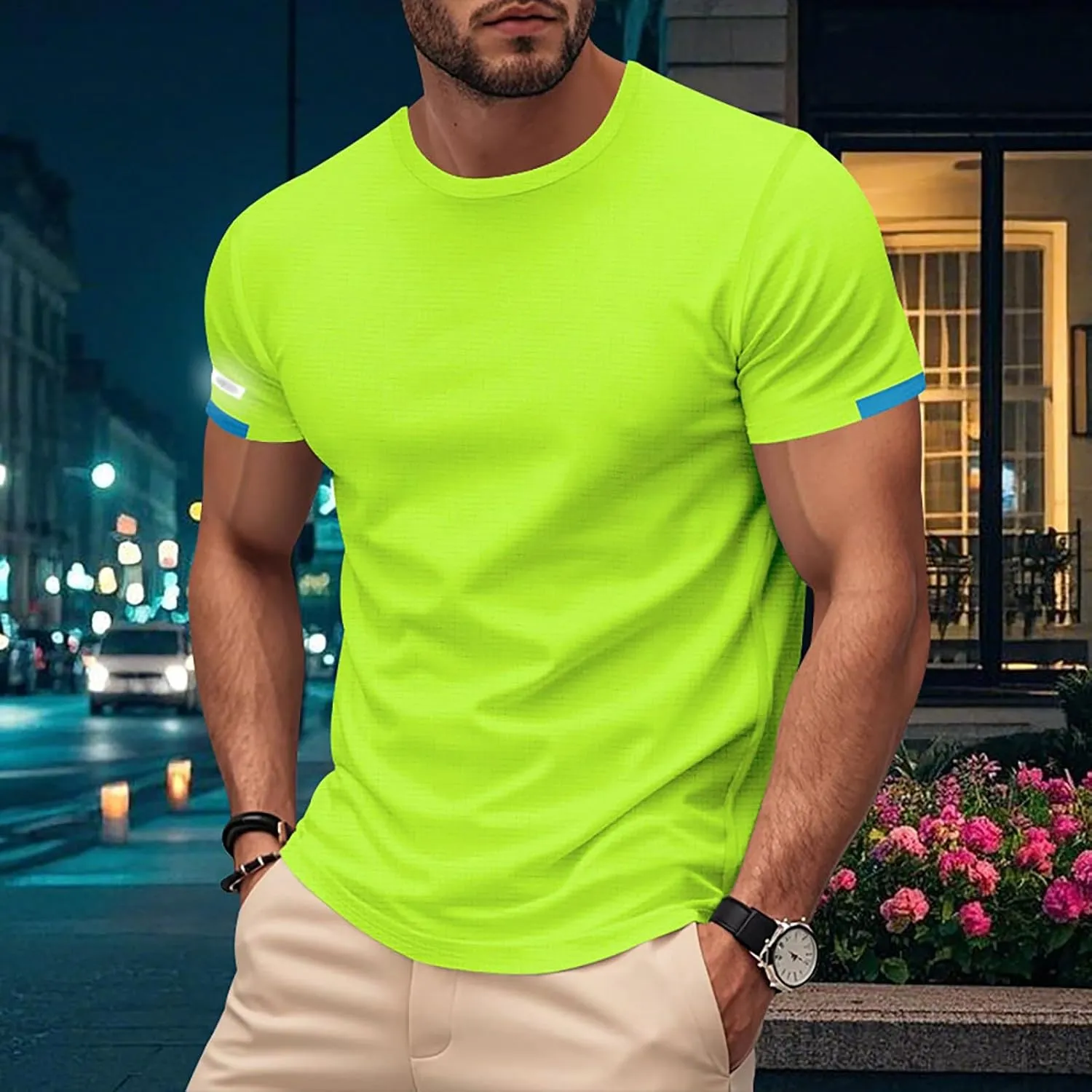 Mens T-Shirts Short Sleeve Athletic Stretch Muscle Fit Crew Neck Tees Quick Dry Performance Moisture Wicking T Shirts