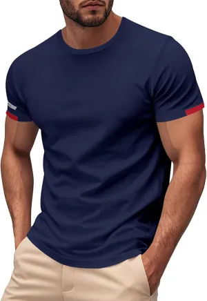 Mens T-Shirts Short Sleeve Athletic Stretch Muscle Fit Crew Neck Tees Quick Dry Performance Moisture Wicking T Shirts