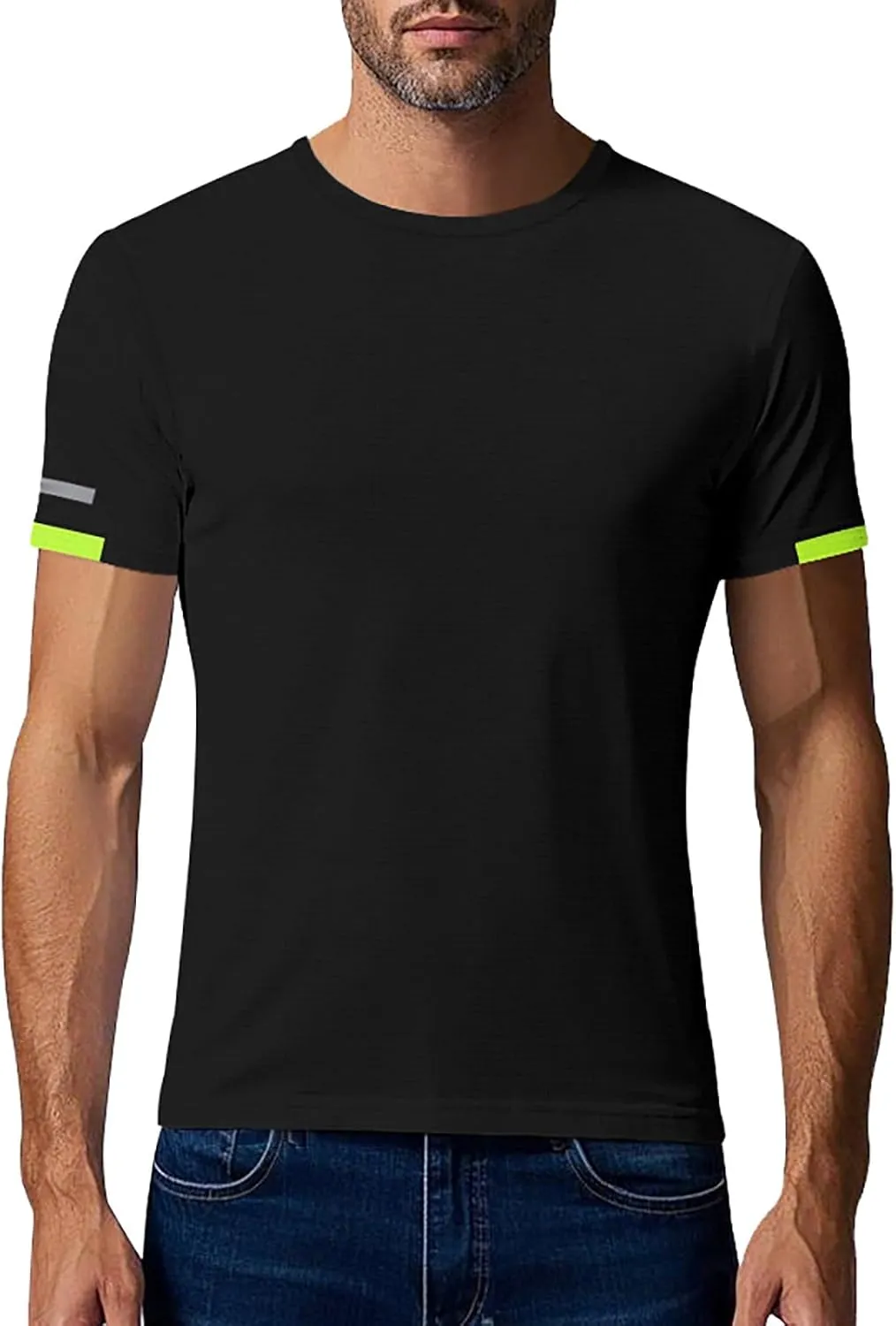 Mens T-Shirts Short Sleeve Athletic Stretch Muscle Fit Crew Neck Tees Quick Dry Performance Moisture Wicking T Shirts