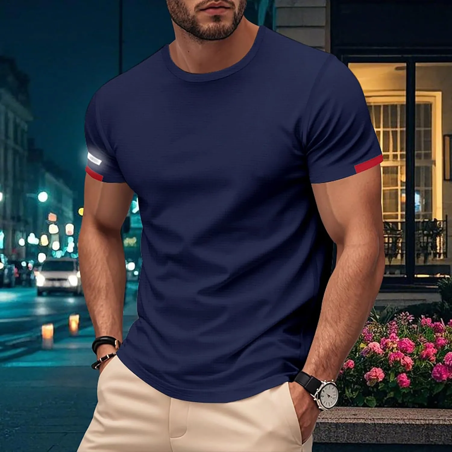 Mens T-Shirts Short Sleeve Athletic Stretch Muscle Fit Crew Neck Tees Quick Dry Performance Moisture Wicking T Shirts