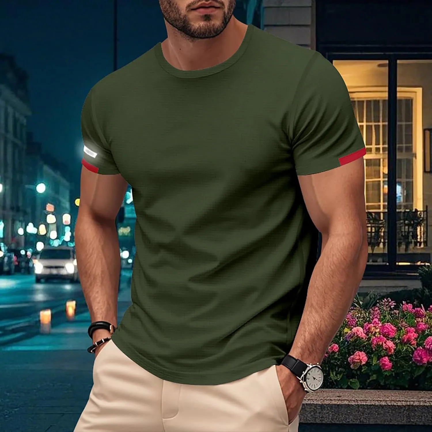Mens T-Shirts Short Sleeve Athletic Stretch Muscle Fit Crew Neck Tees Quick Dry Performance Moisture Wicking T Shirts